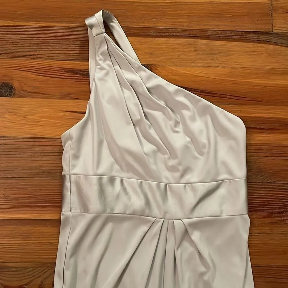 White Vera Wang Grey One Shoulder Jersey Satin Trim Bridesmaid Dress Womens 8 - Image 4