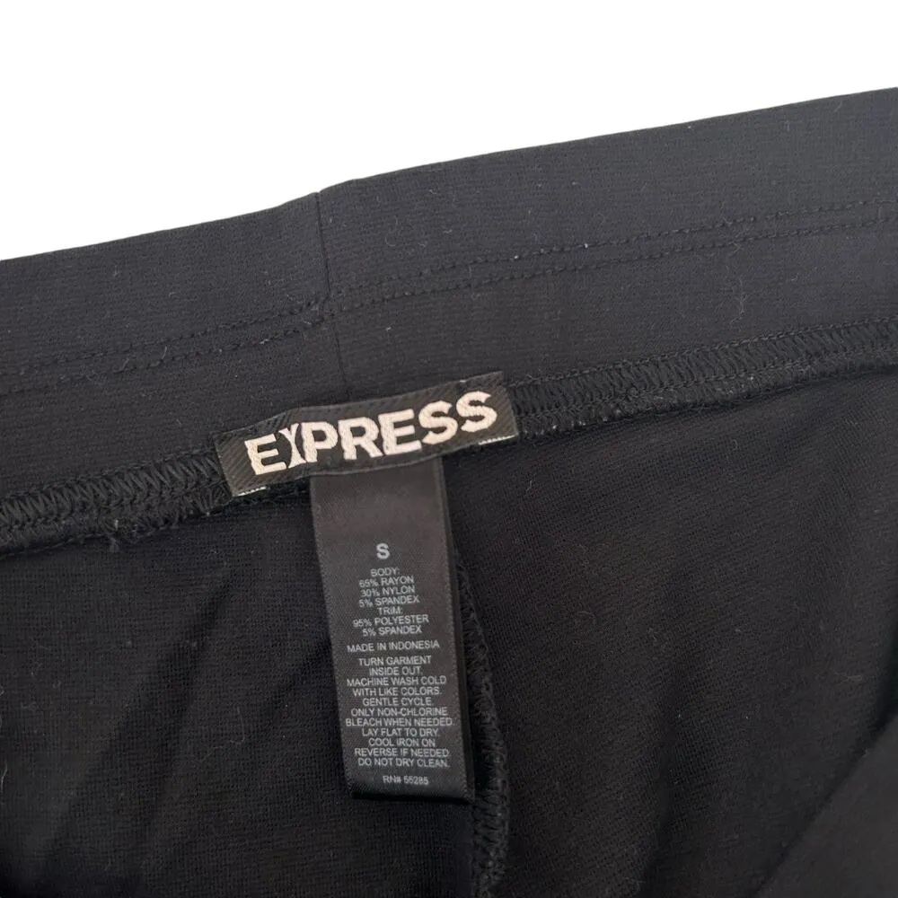 Express Black Leggings Faux Leather Detail Sz S - Image 3