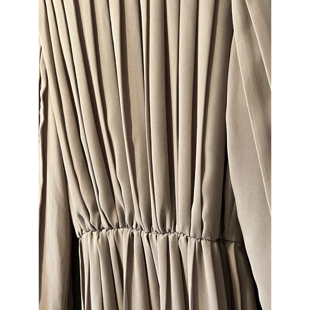 Vtg‎ 1980s Pleated Dress Tan Monica Richards of California Dress Size 10 Classic - Image 3