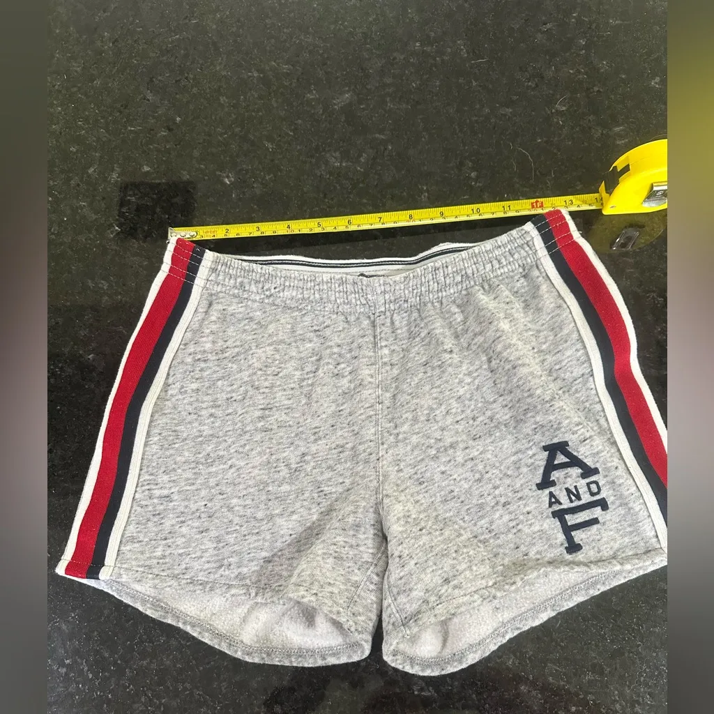 Abercrombie & Fitch Athletic Shorts in Gray with Red Stripes logo Y2K retro XS - Image 5