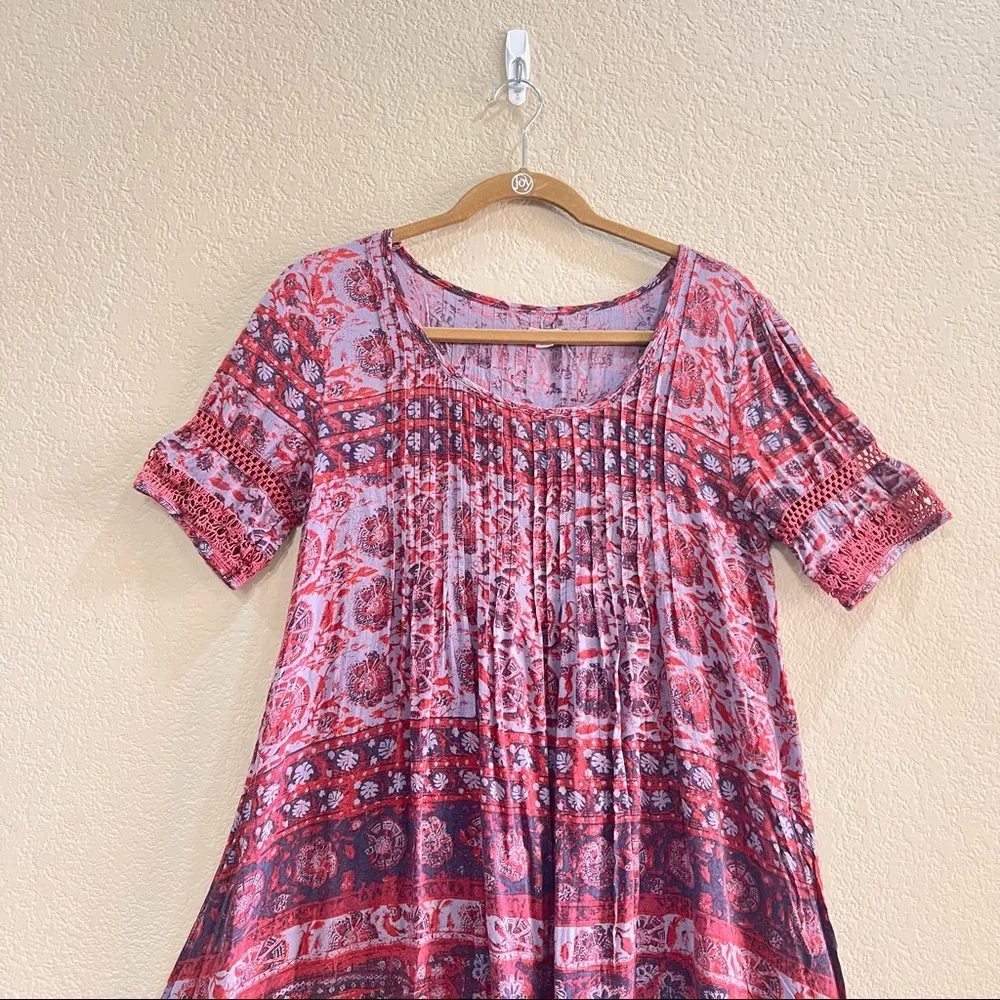 URBAN OUTFITTERS ECOTE Amethyst Pleated Pintuck Dress Sz L Boho Peasant Country - Image 6
