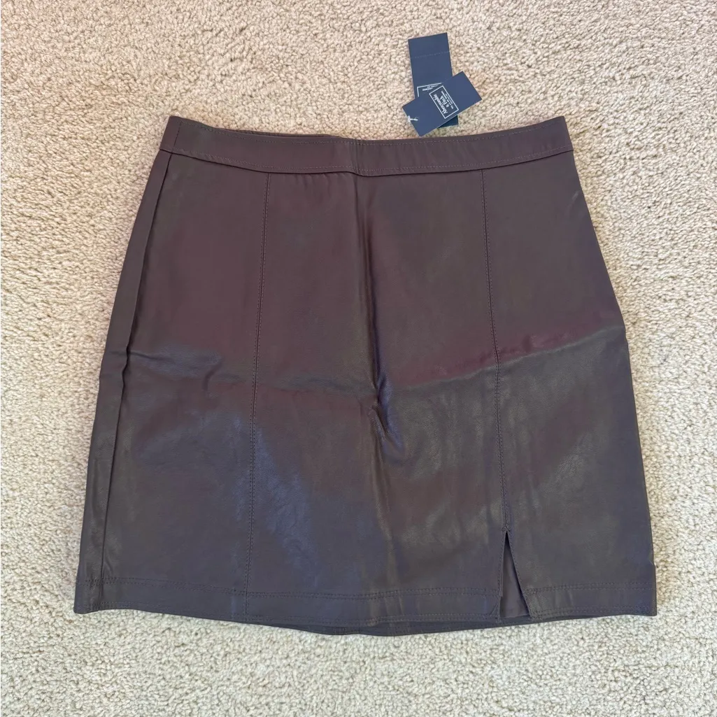 Abercrombie Vegan Leather Brown Skirt - Image 3