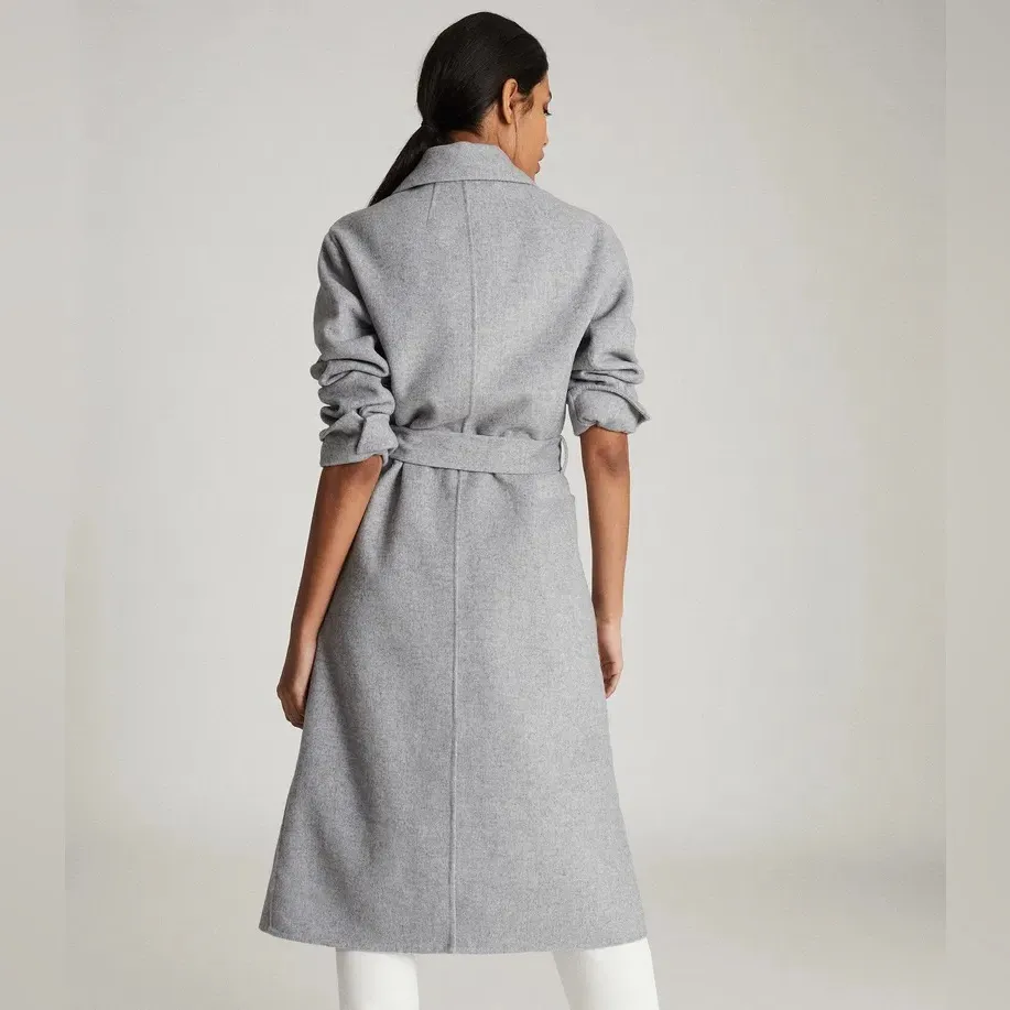 Reiss Millie Wool Blend Longline Overcoat, Grey, Size 6 - Image 3