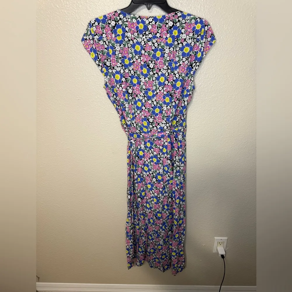 J Crew Fabrizia Floral Jersey Wrap Midi Dress Women's Size X-Small - Image 6