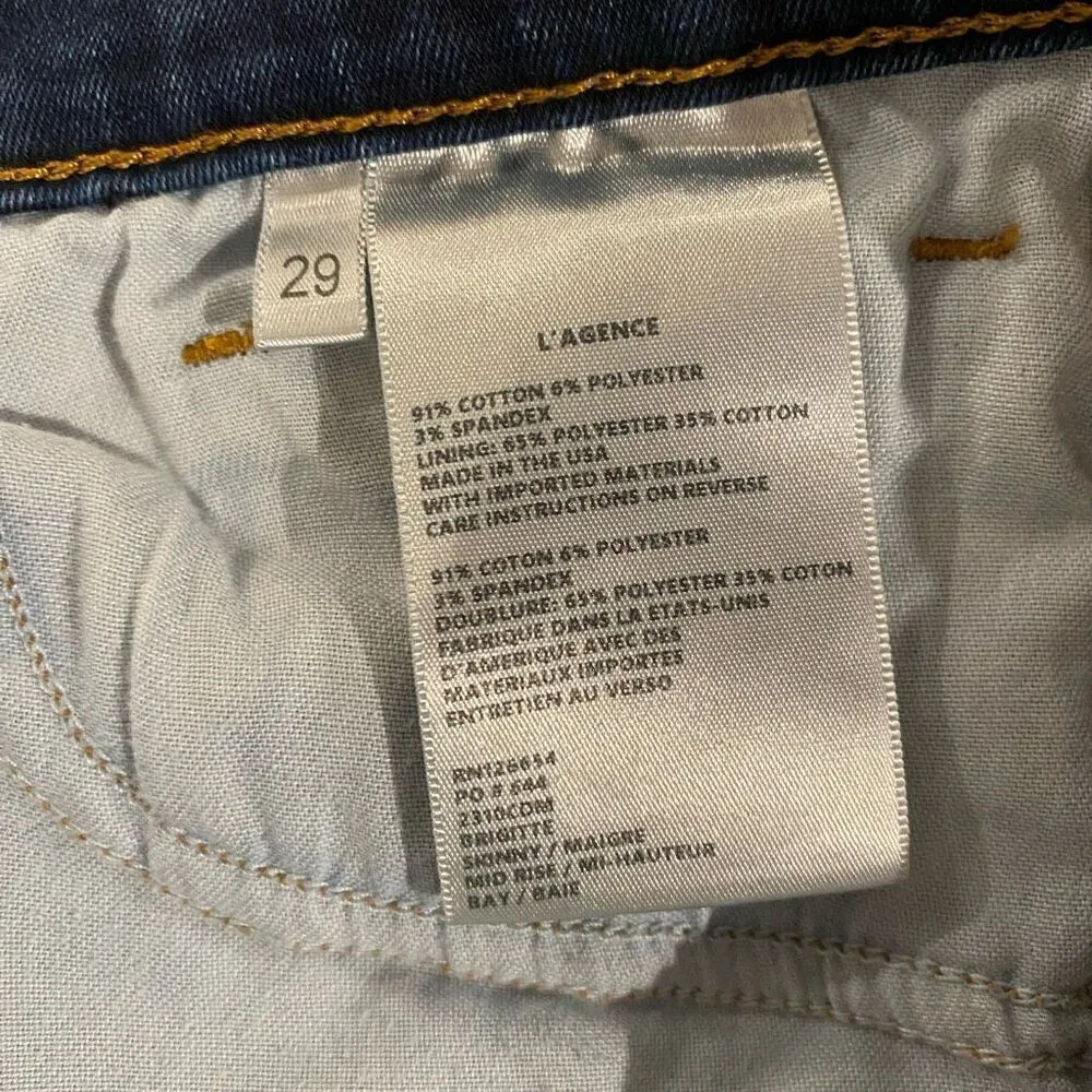 L'agence Brigitte Skinny Mid Rise Jeans in Bay Blue Size 29 - Image 8