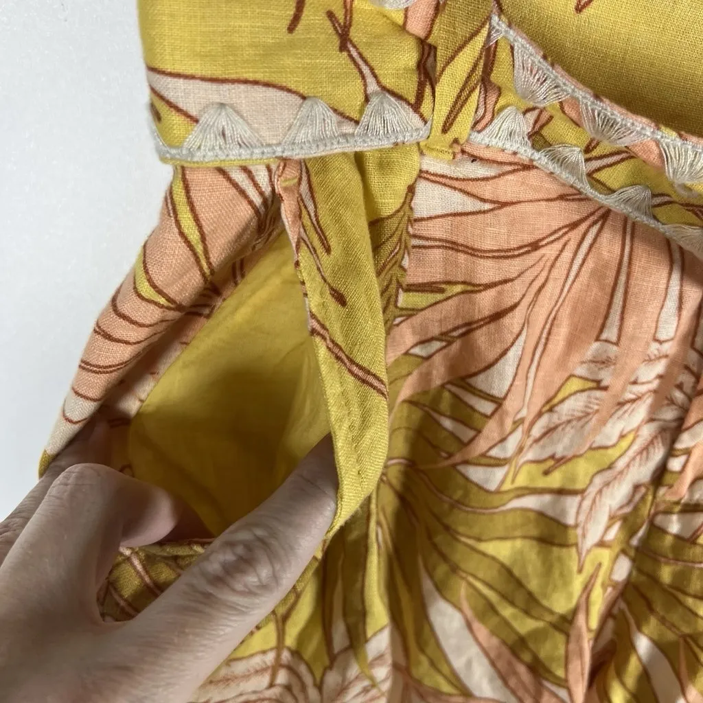 Tahari NWT 100% Linen Tropical‎ Belted Shorts Sz 8 Pink Mustard High Rise Resort - Image 5