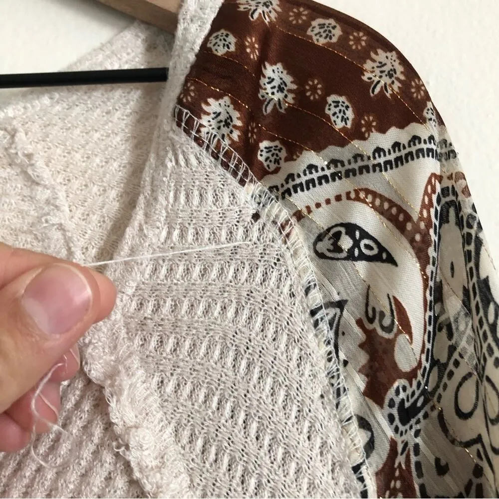 By Together Collection Long Sleeve Silk Paisley Waffle Knit Wrap Tie Blouse Top - Image 12