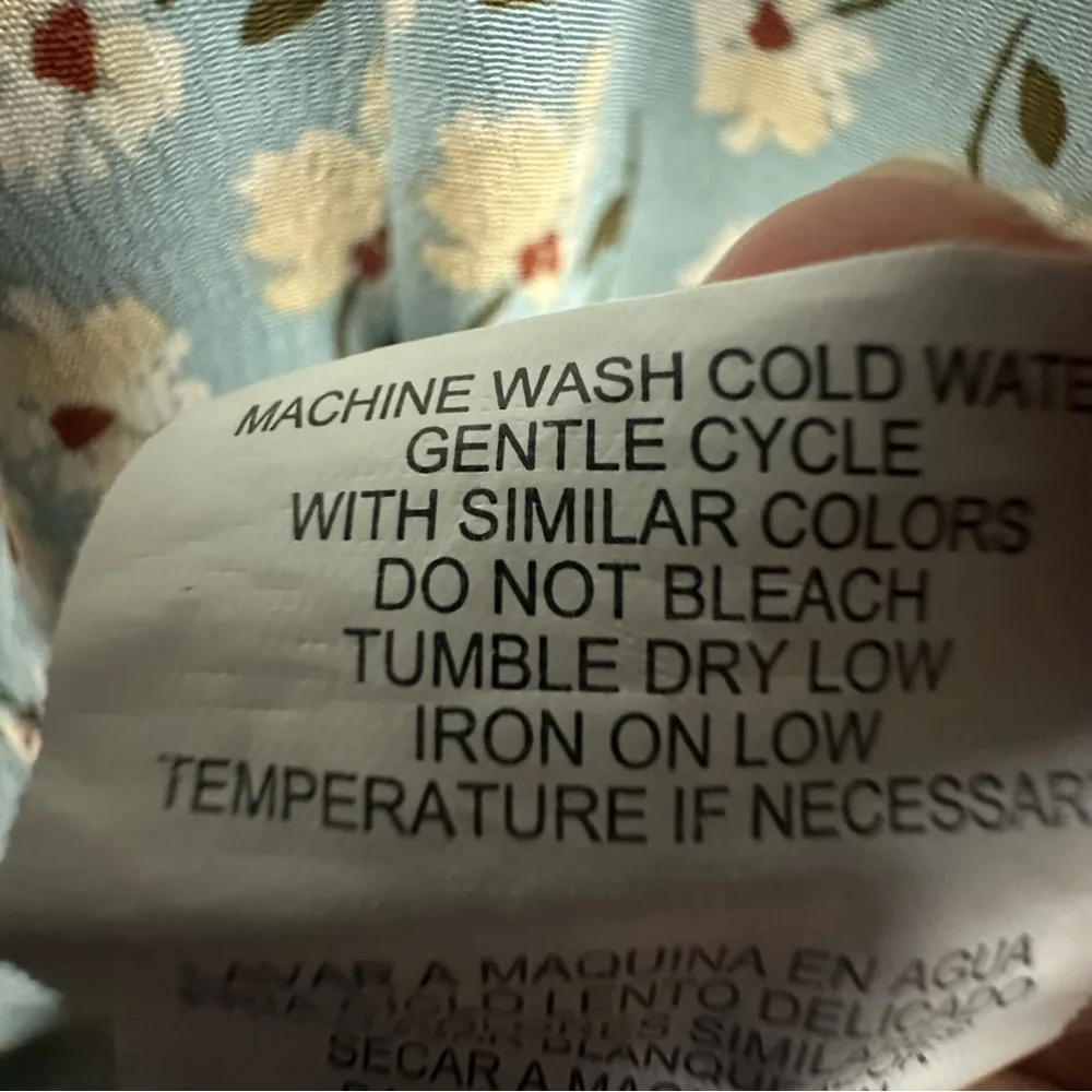 Lily Rose Light Blue Cream Floral Print Long Balloon Sleeve Mini Dress Womens M - Image 10