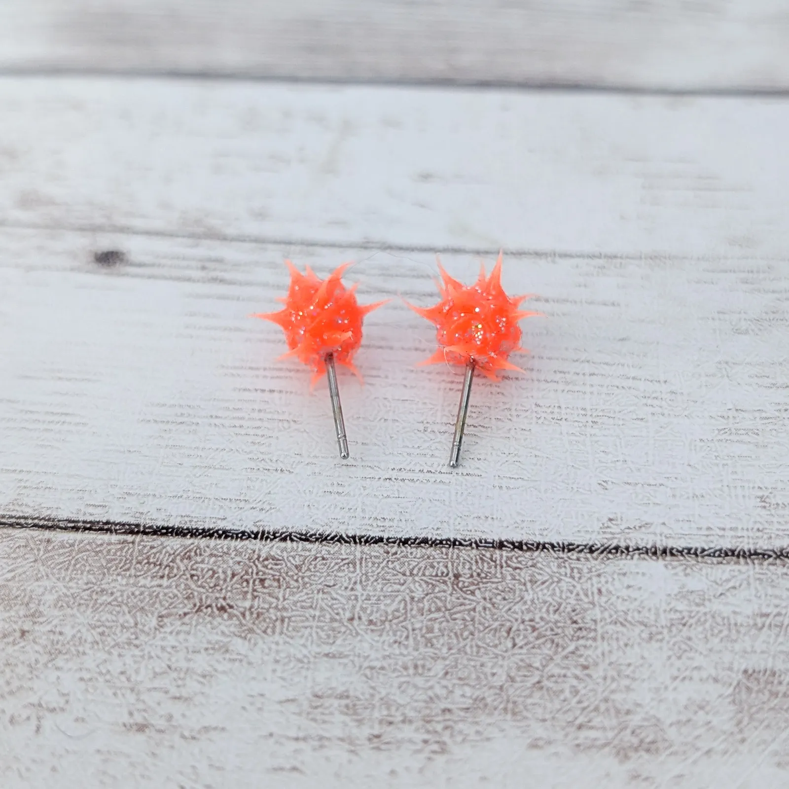 Retro Punk Stud Earrings Bright Orange - Image 6