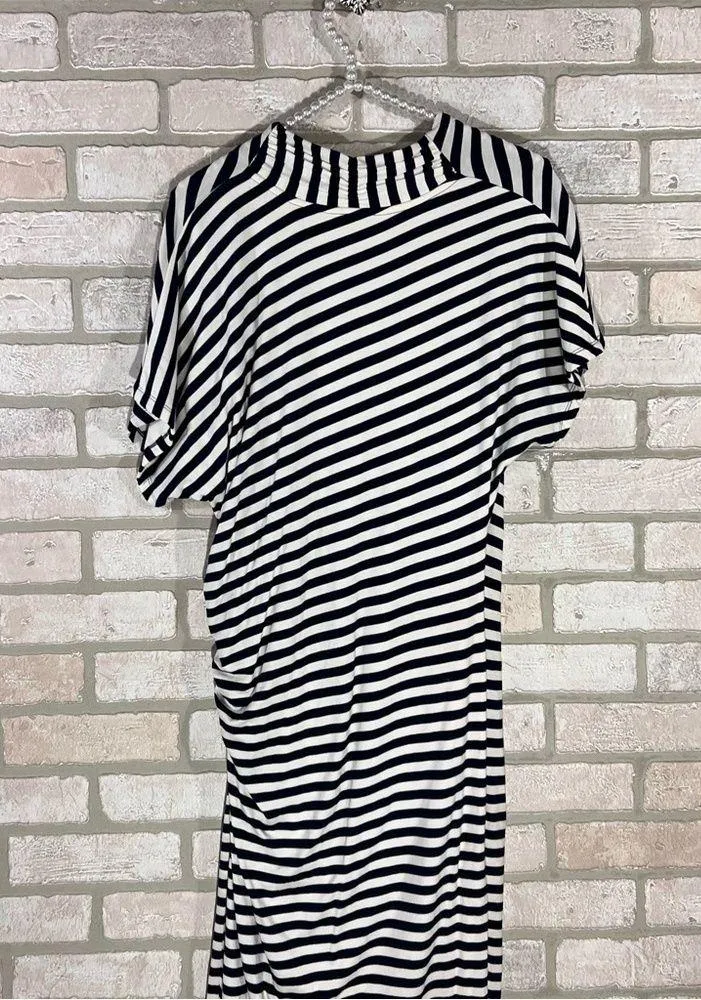 Boden Crossover Ruched Nautical Striped Midi Dress Size 8L - Image 6