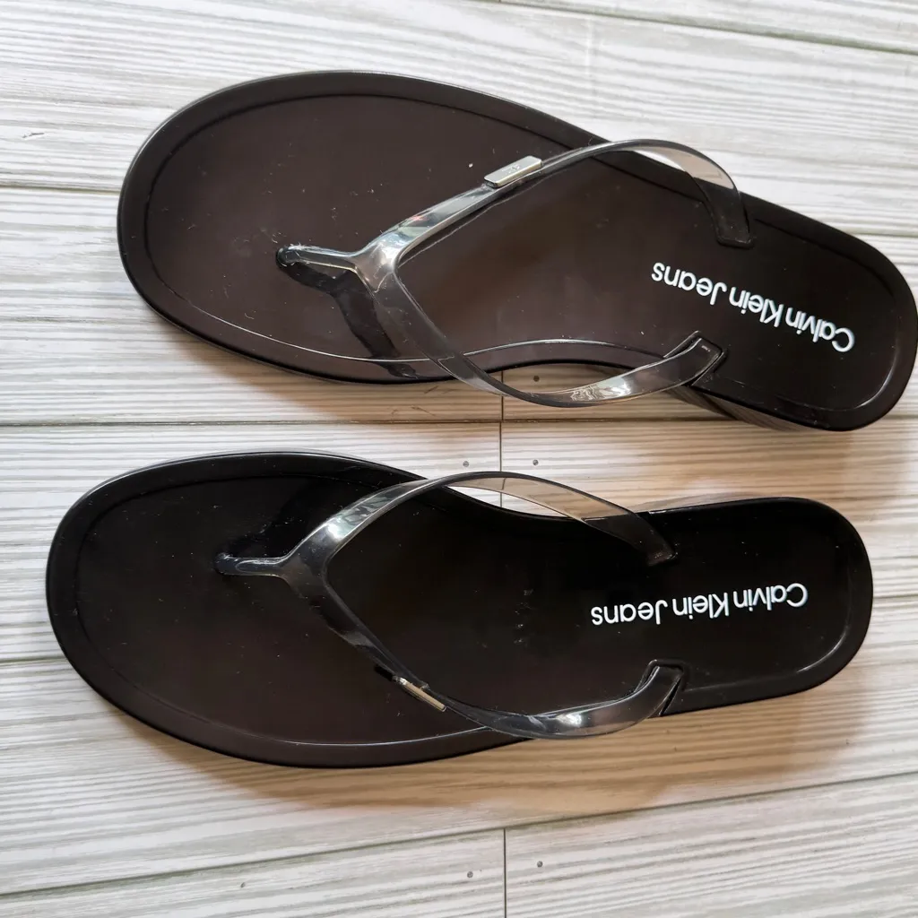 Calvin Klein Jeans Black Flip Flops Size 10 - Image 2