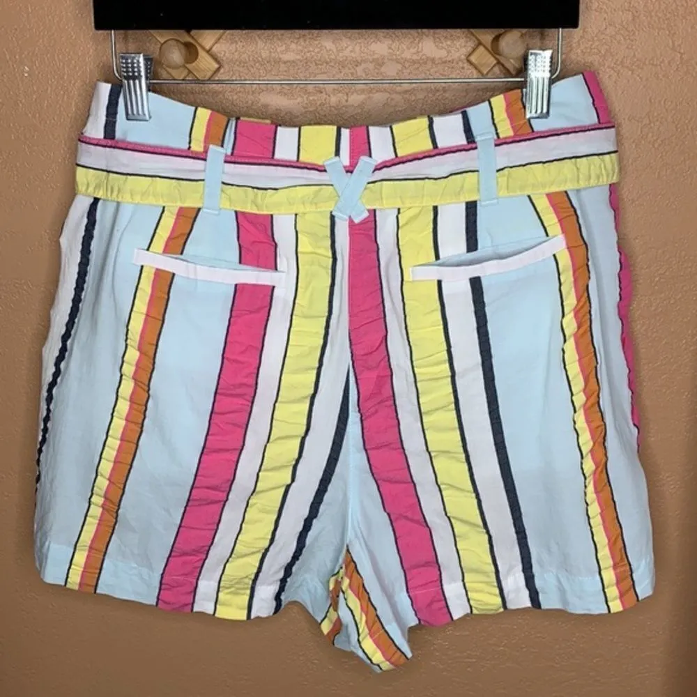 J. Crew Paper Bag Seersucker Stripe Ribbon Shorts Size 10 - Image 3