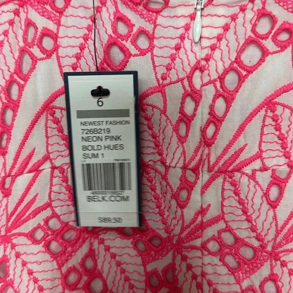 Crown & Ivy Women's Neon Pink Lace Overlay Mini Dress Size 6 100% cotton - Image 5