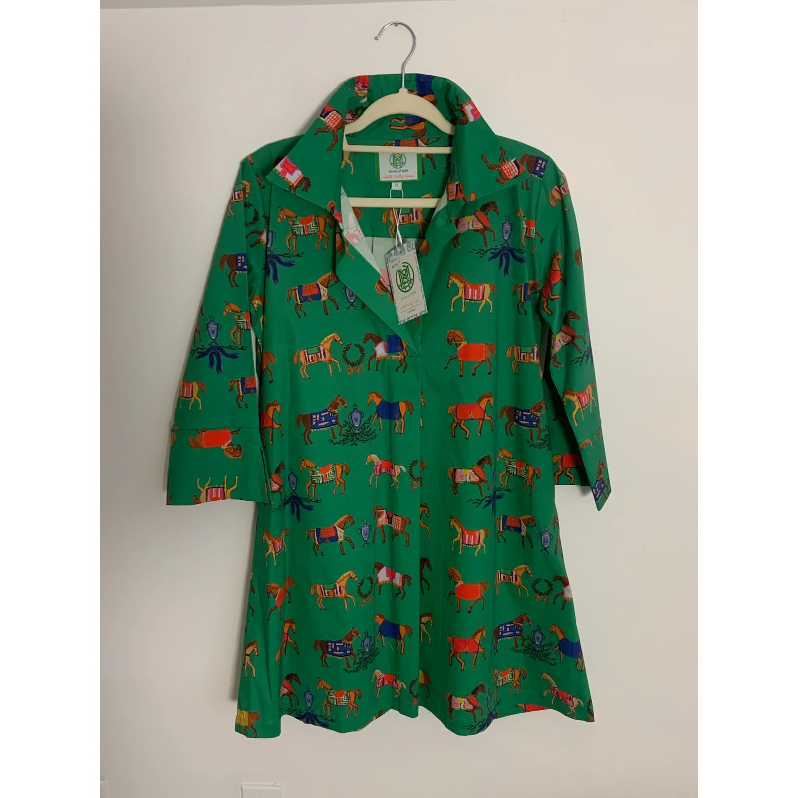 House Of MBR Ruthie High Horse Short Shirt Dress $298 NWT size large Green - Image 2