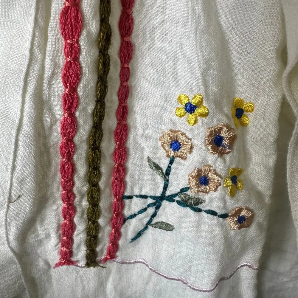 Anthropologie Linen Jumpsuit with Floral Embroidery - Image 8