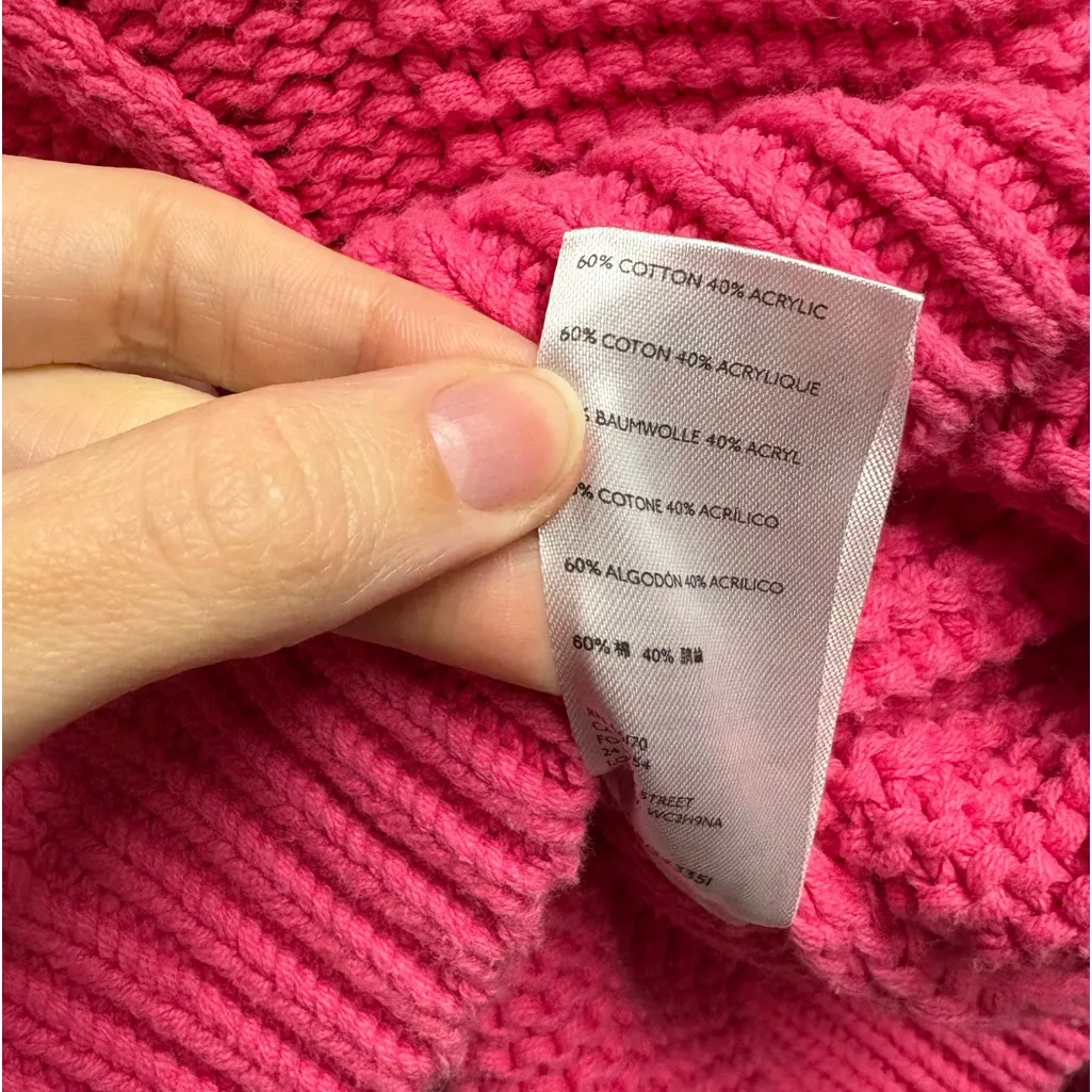 Free People Dream Cable Crewneck Sweater In Hot Pink Size XL - Image 4