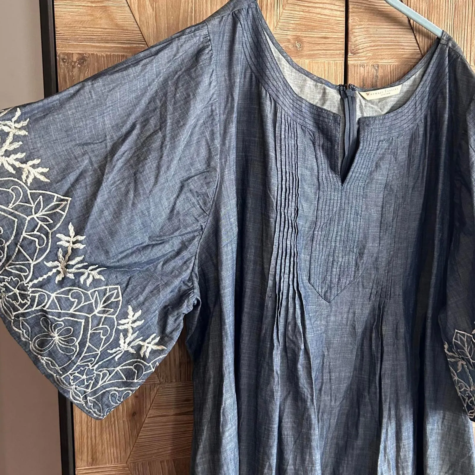 Wayward Fancies eShakti Women's Dress Blue Embroidered Plus Size Size 4X - Image 2