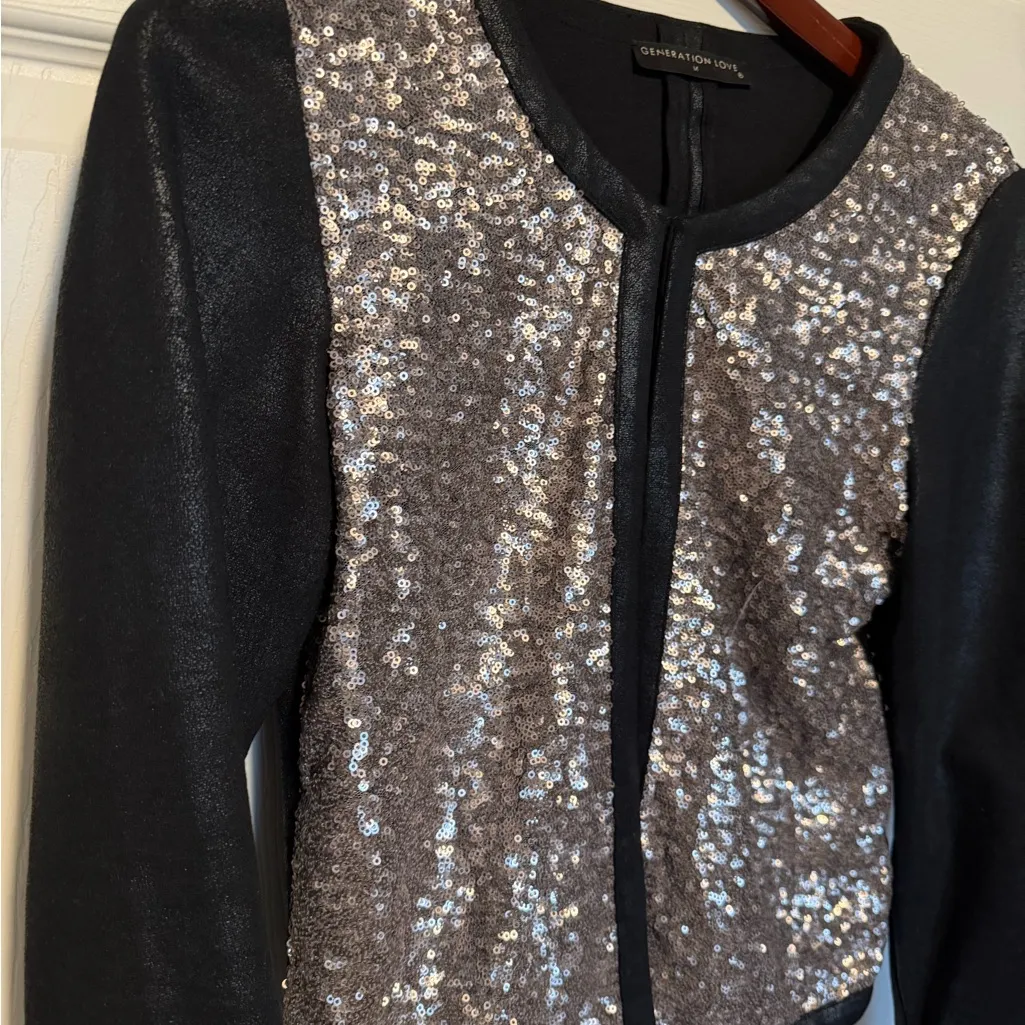 Generation Love  Black and Silver Sequin Blazer - Image 2