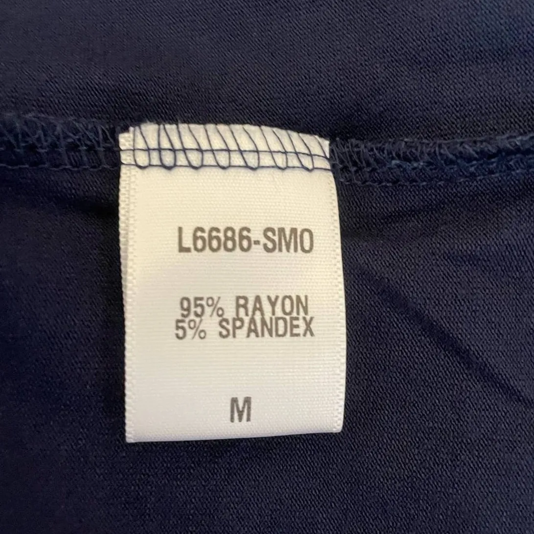 Loveappella Women Mini Dress M Navy Tie Keyhole Jersey‎ Minimalist Modern NEW - Image 7