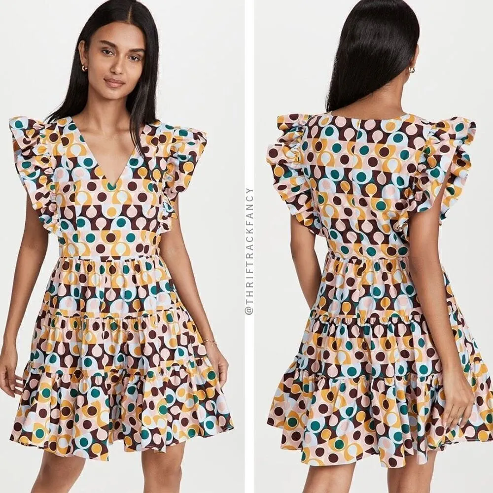 NEW LA DoubleJ Dress Flutter Cap‎ Sleeve Honeybun Gumball Mini Dress Multi Sz S Pink - Image 11