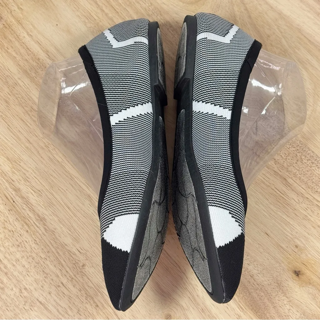 Skechers Women's Cleo Wham Slip On Ballet Flats Geometric Black White 9 - Image 5