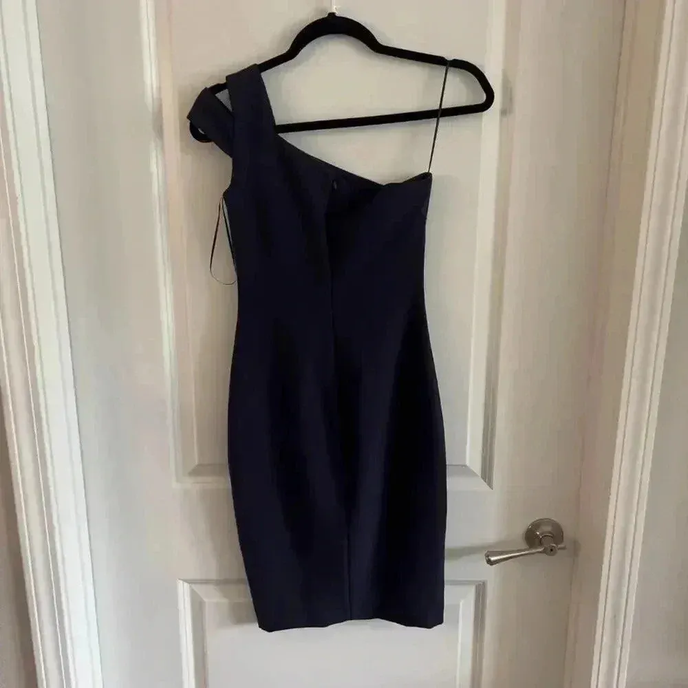 94 Likely One Shoulder Navy Blue Dress Size 0 - Image 6