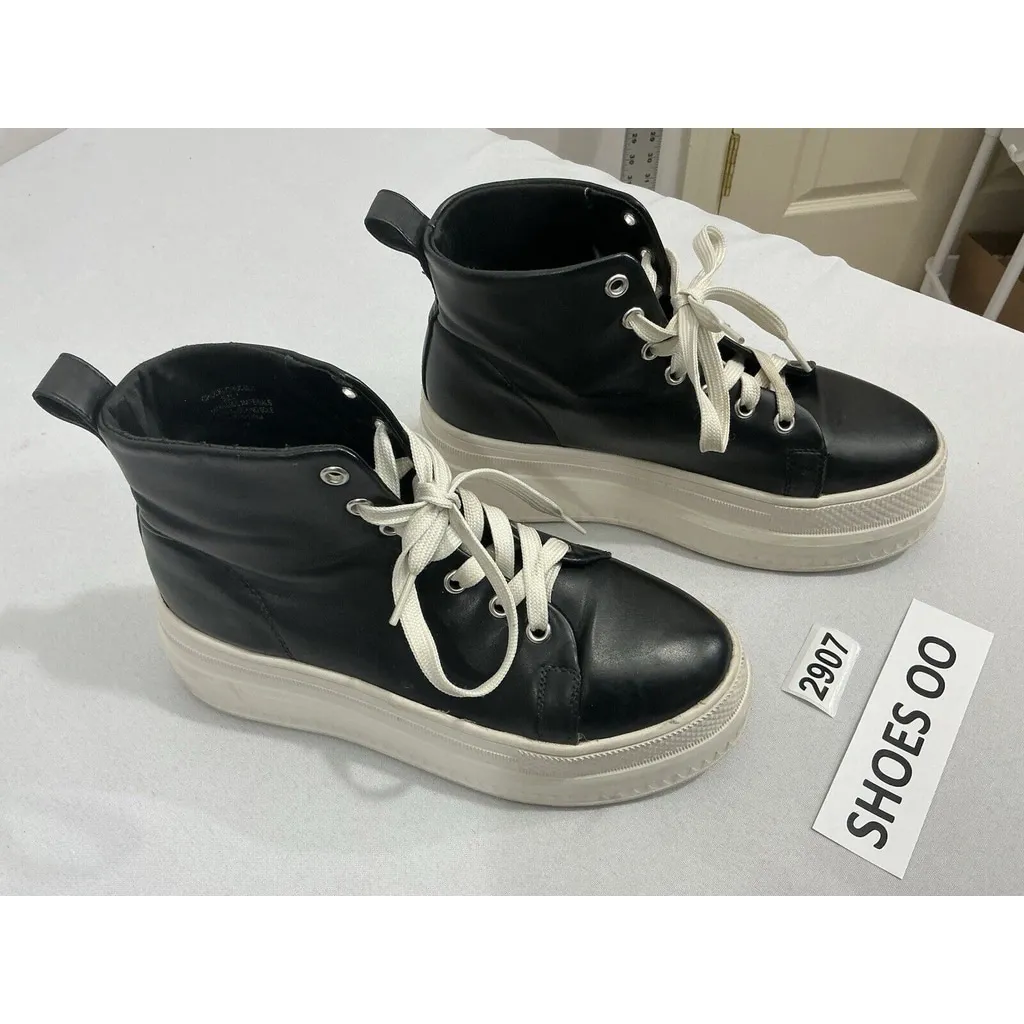 Womans Madden Girl Chuckl 7 Black Platform Wedge High Top Lace Up Sneakers - Image 2