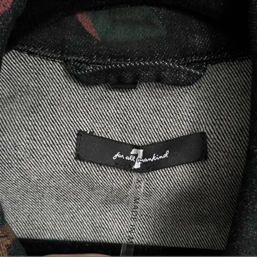 7 For All Mankind Vintage Black Floral Studded Moto Jacket - Image 9