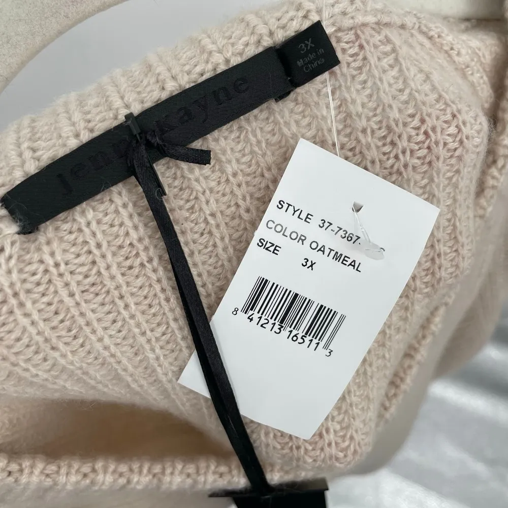 JENNI KAYNE Cashmere Fisherman Sweater Oatmeal Size 3X Plus Size NWT - Image 6