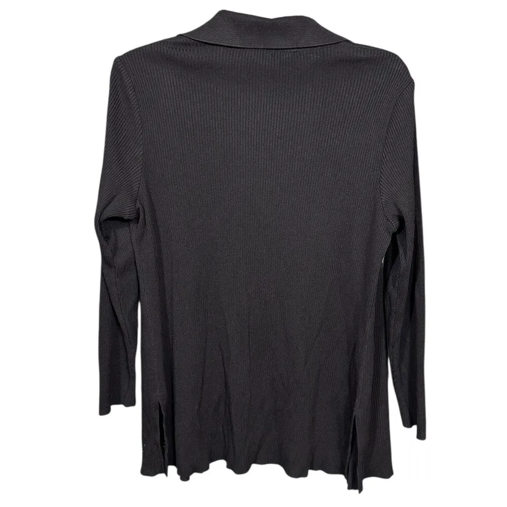 Exclusively Misook Petite Black Open Front Knit Cardigan Size Small - Image 6