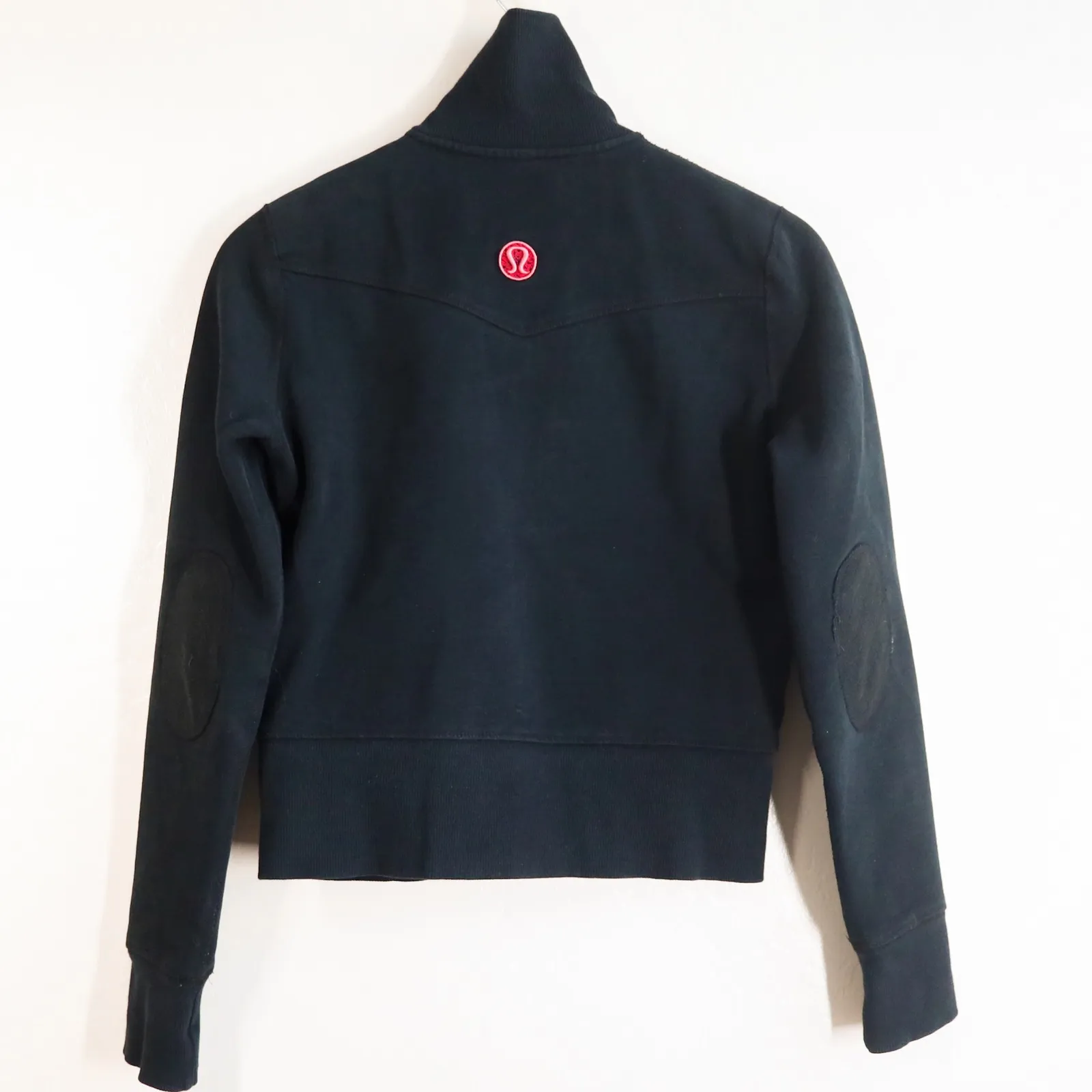 Lululemon Cotton Blend Zip Jacket Elbow Patch Women's 6 Pink Logo Y2K - Image 10