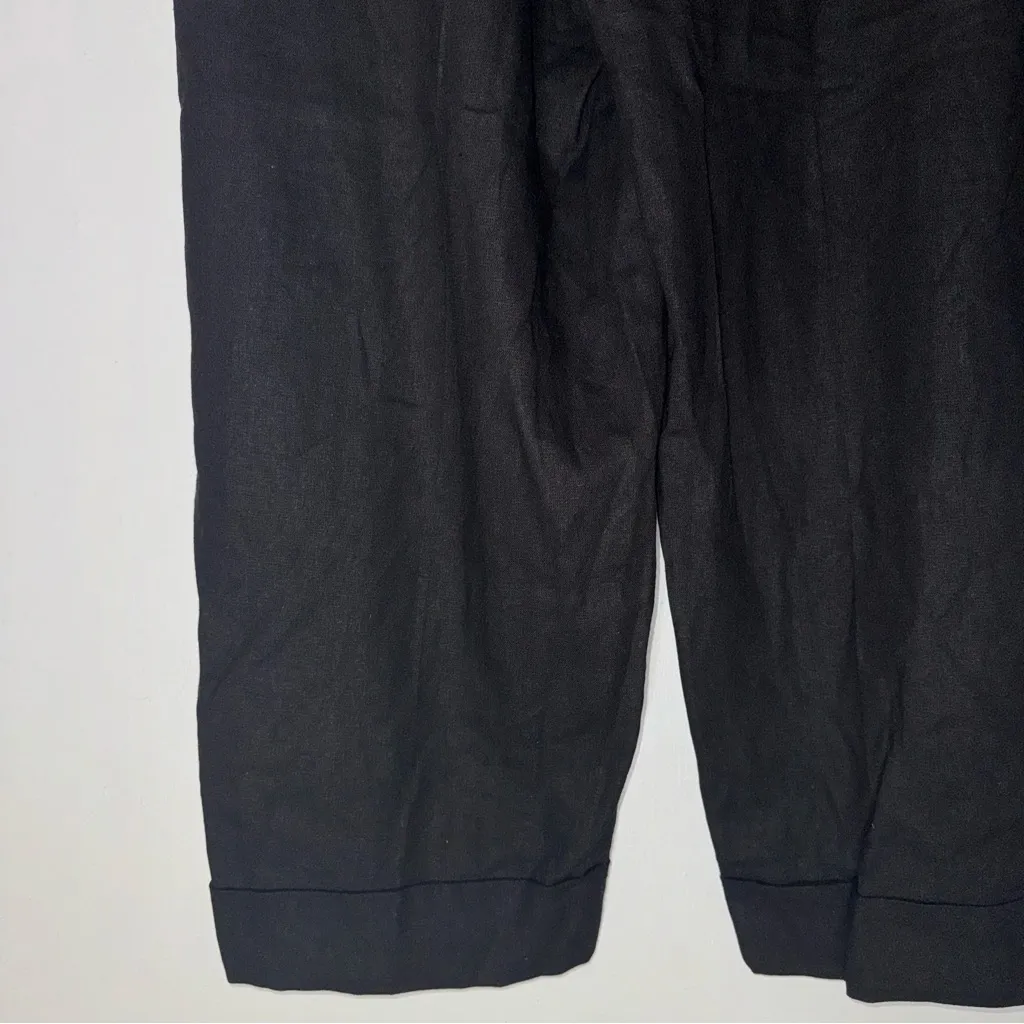 NWT Zara‎ Large Black Linen Blend Wide Leg Pants CP - Image 5