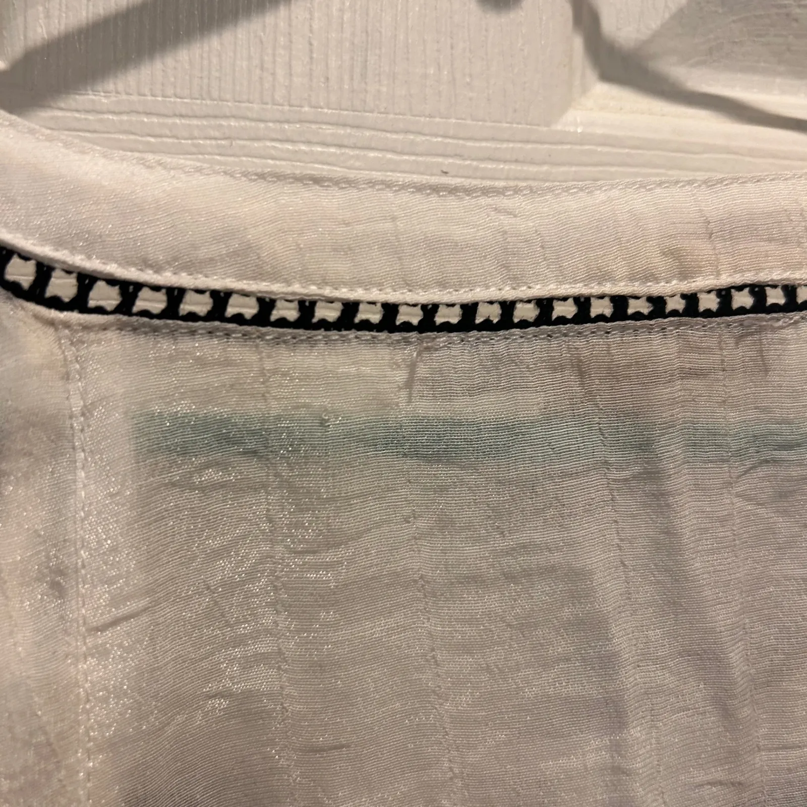 Forever‎ 21 White Embroidered Top Flowy Ruffle Sleeve Boho Blouse Large Fairy - Image 7