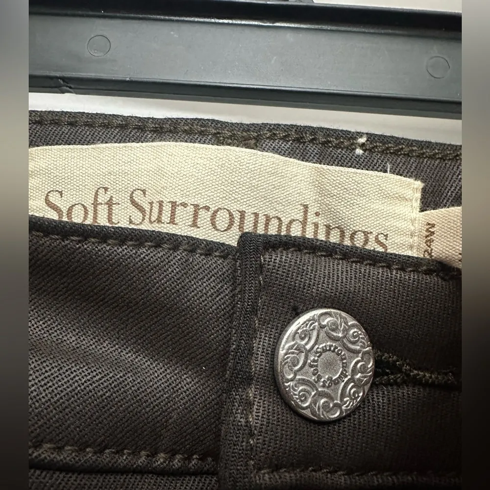 Soft Surroundings Ultimate Denim Coated Straight Leg Jeans Size 24W Dark Brown - Image 7