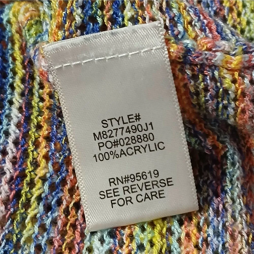 JohnPaulRichard Womens Sweater Large Crochet Knit Multicolored Pullover Boho - Image 7