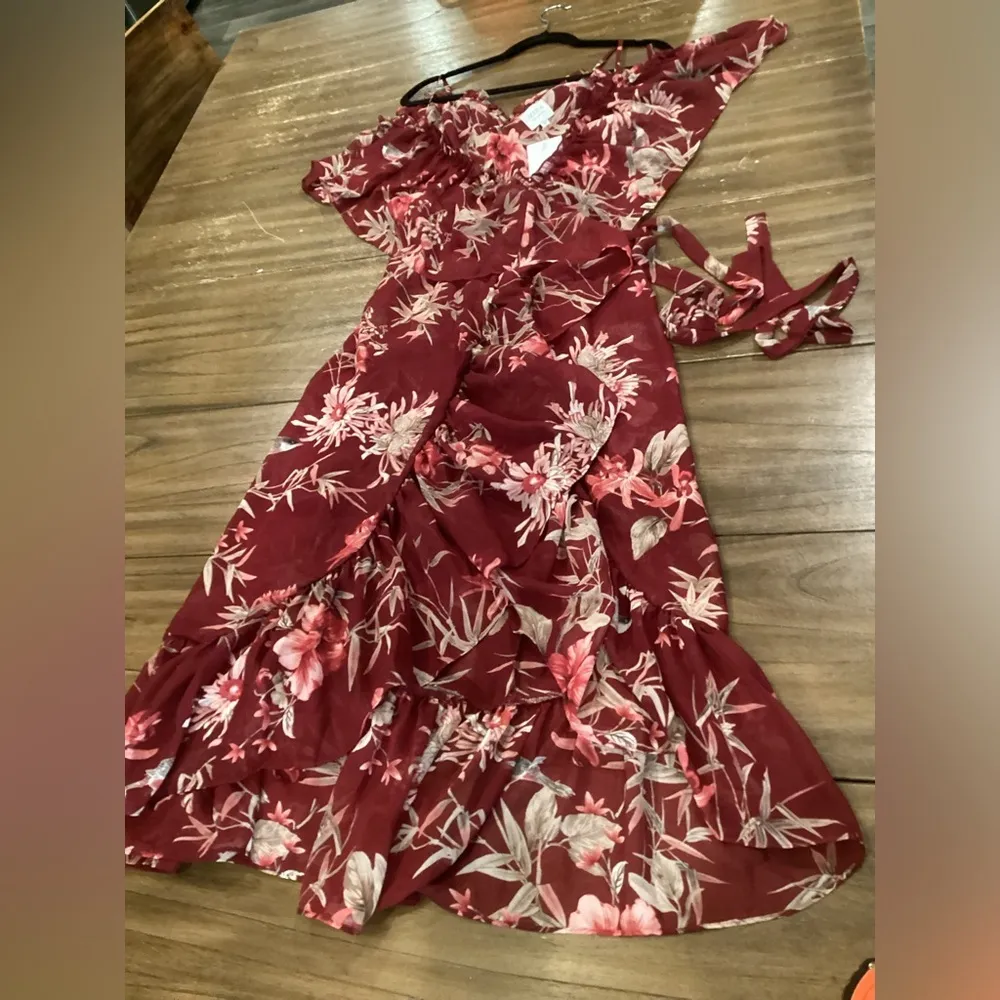 Misa Los Angeles Tayla floral ruffle cascade wrap midi maxi Dress NWT Revolve M - Image 7