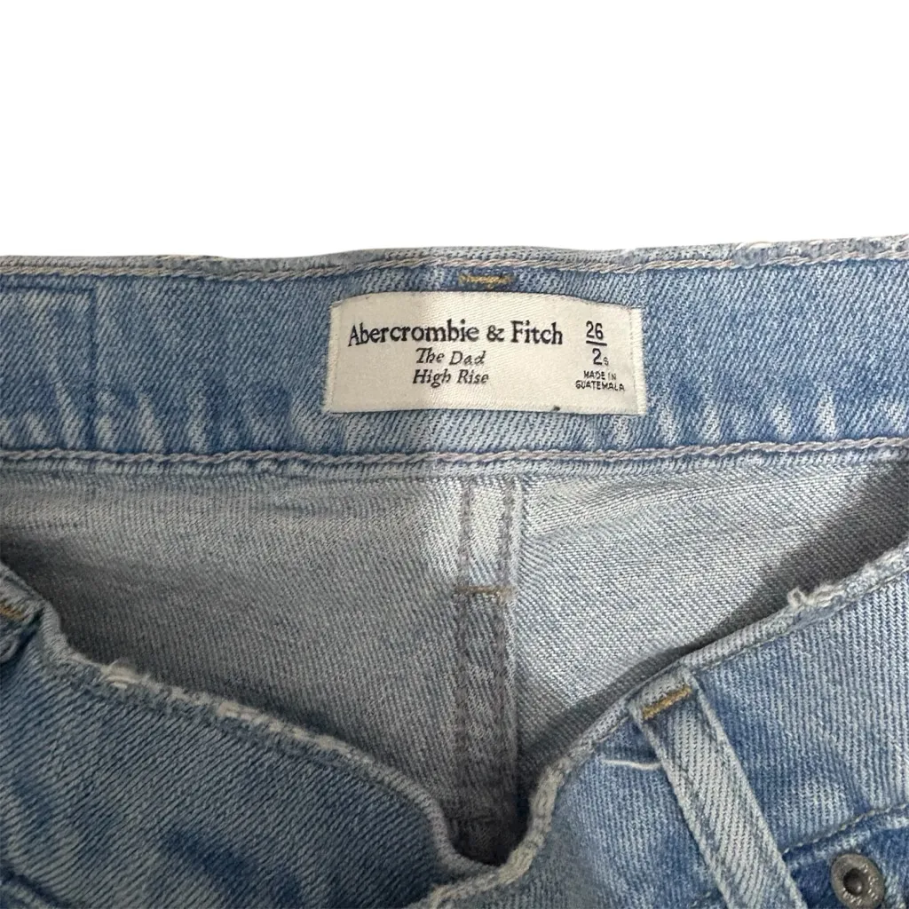 Abercrombie And Fitch The Dad High Rise Light Wash Straight Jeans Size 26 - Image 4
