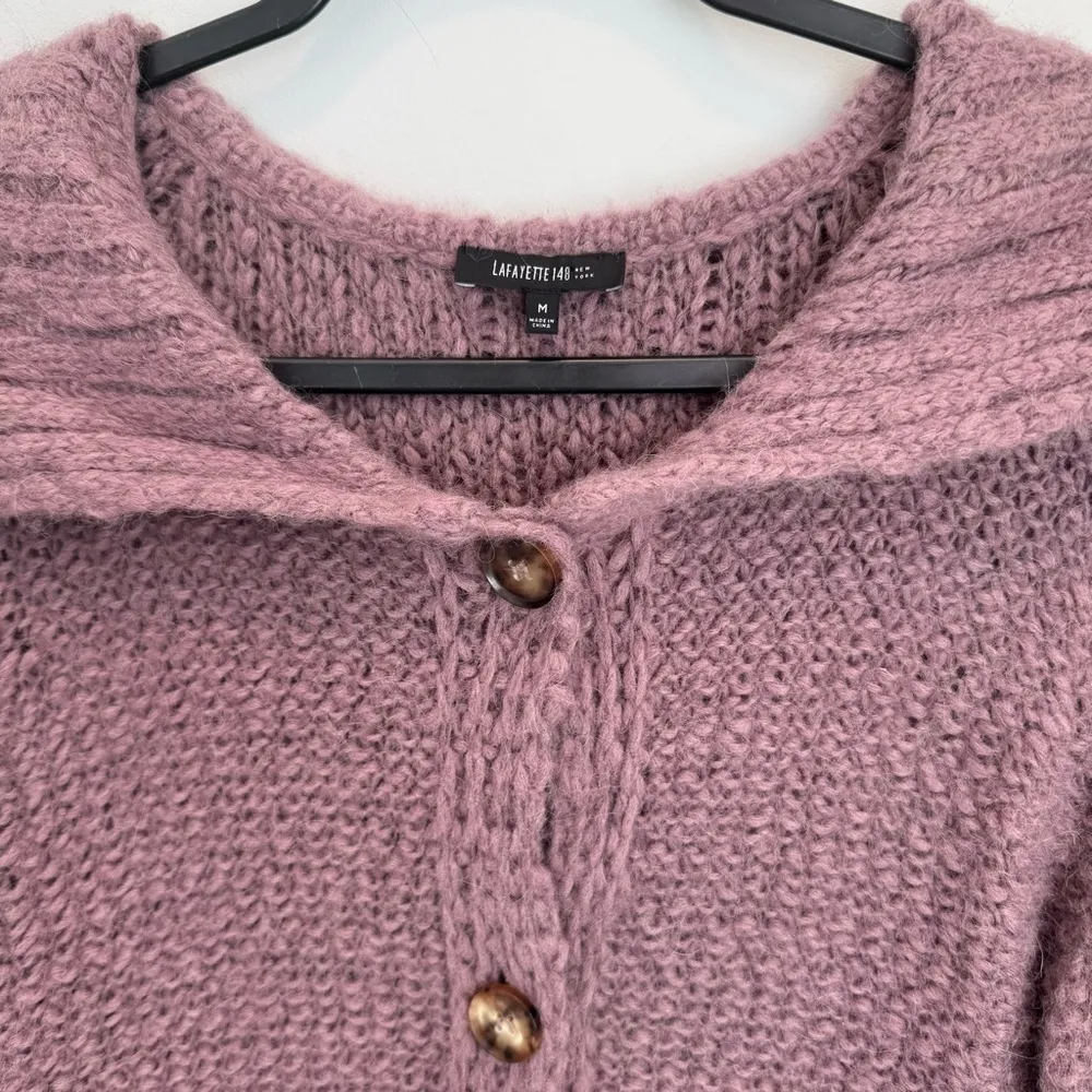 LAFAYETTE 148 Alpaca Virgin Wool Button Down Knit Purple Cardigan size M Size M - Image 4