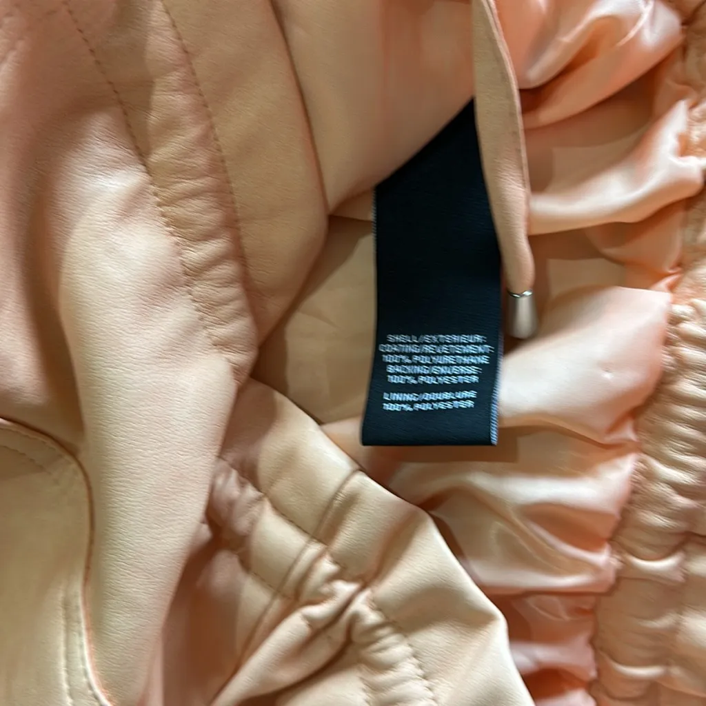 NWT 7 for All Mankind Peach Faux Leather Crop Bomber Jacket Small Relaxed - Image 7
