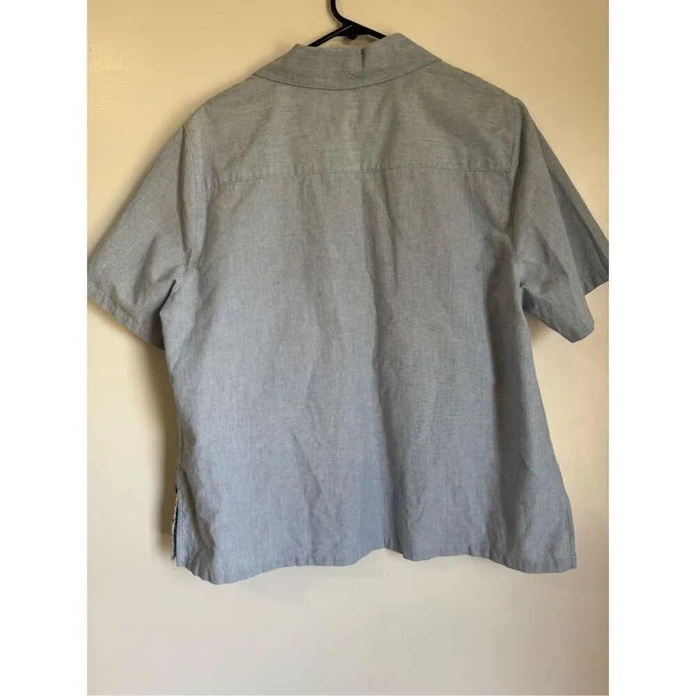 Vintage 90's Alfred Dunner Womens Floral Embroidered Button Shirt sz 16 Boho‎ Blue - Image 4