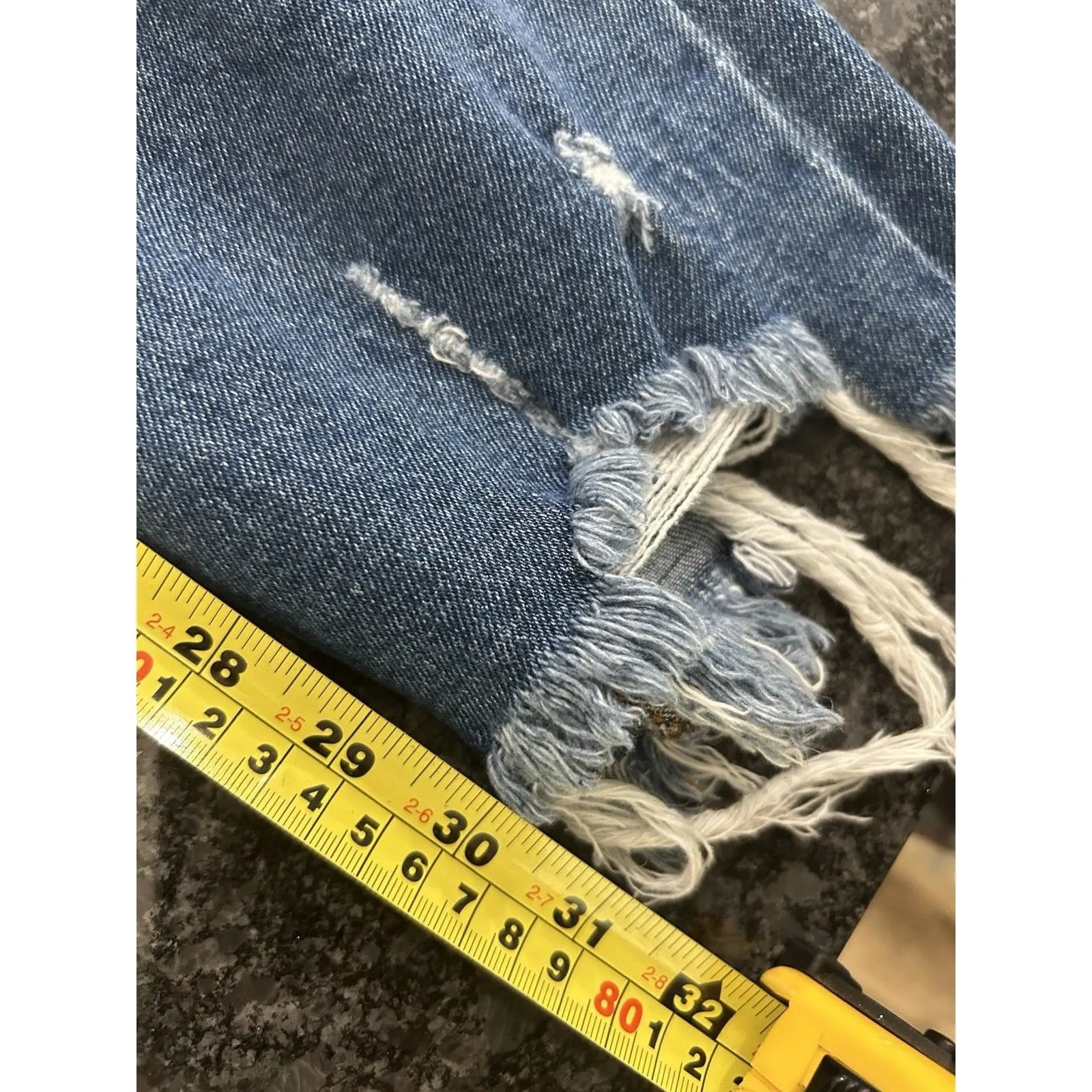 Wonderly Mid Rise Slim Flare Distressed Jeans Dark Blue Denim Size 16 Curvy Plus - Image 8