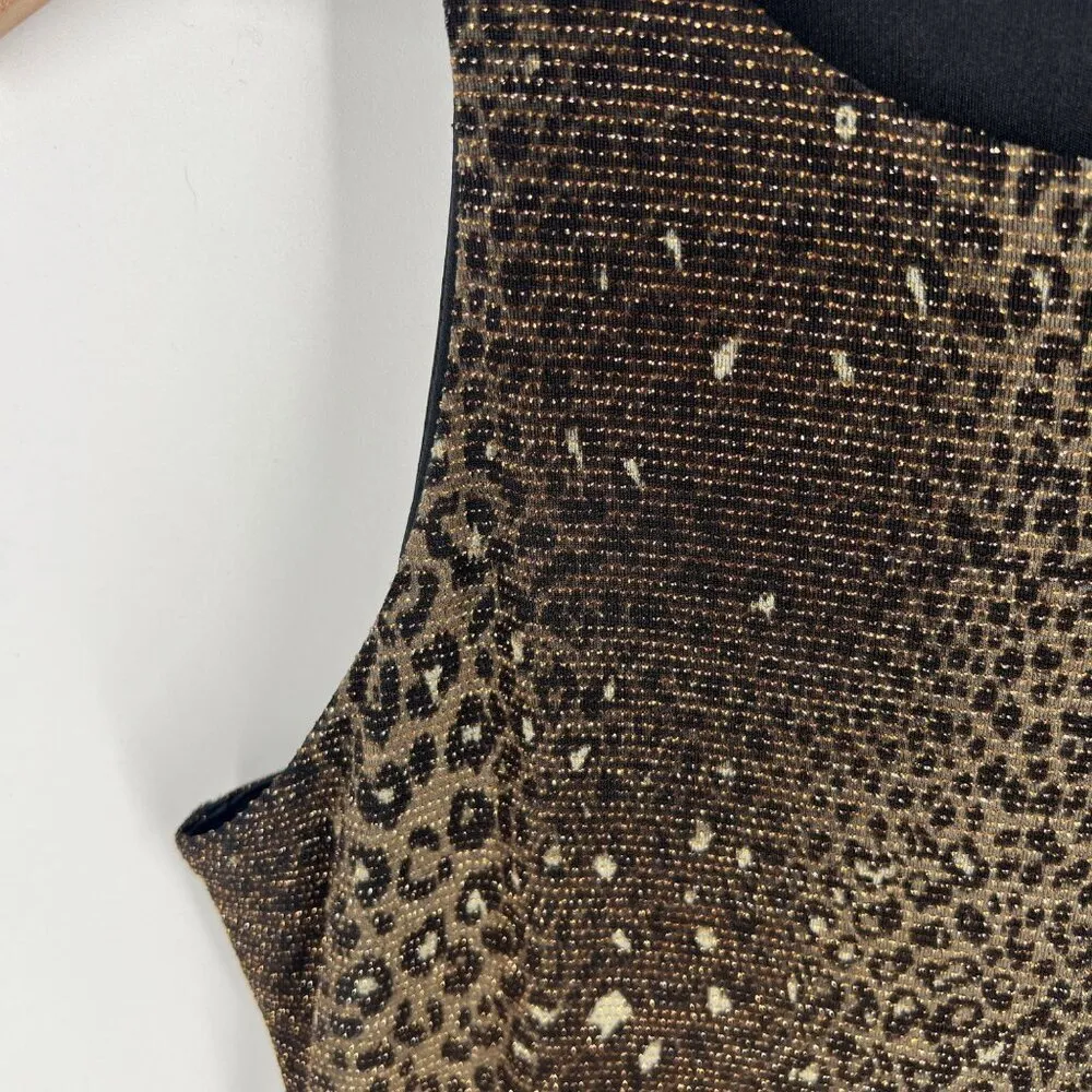 Alexia Admor‎ Black & Gold Leopard Print Sleeveless Cocktail Dress L - Image 4