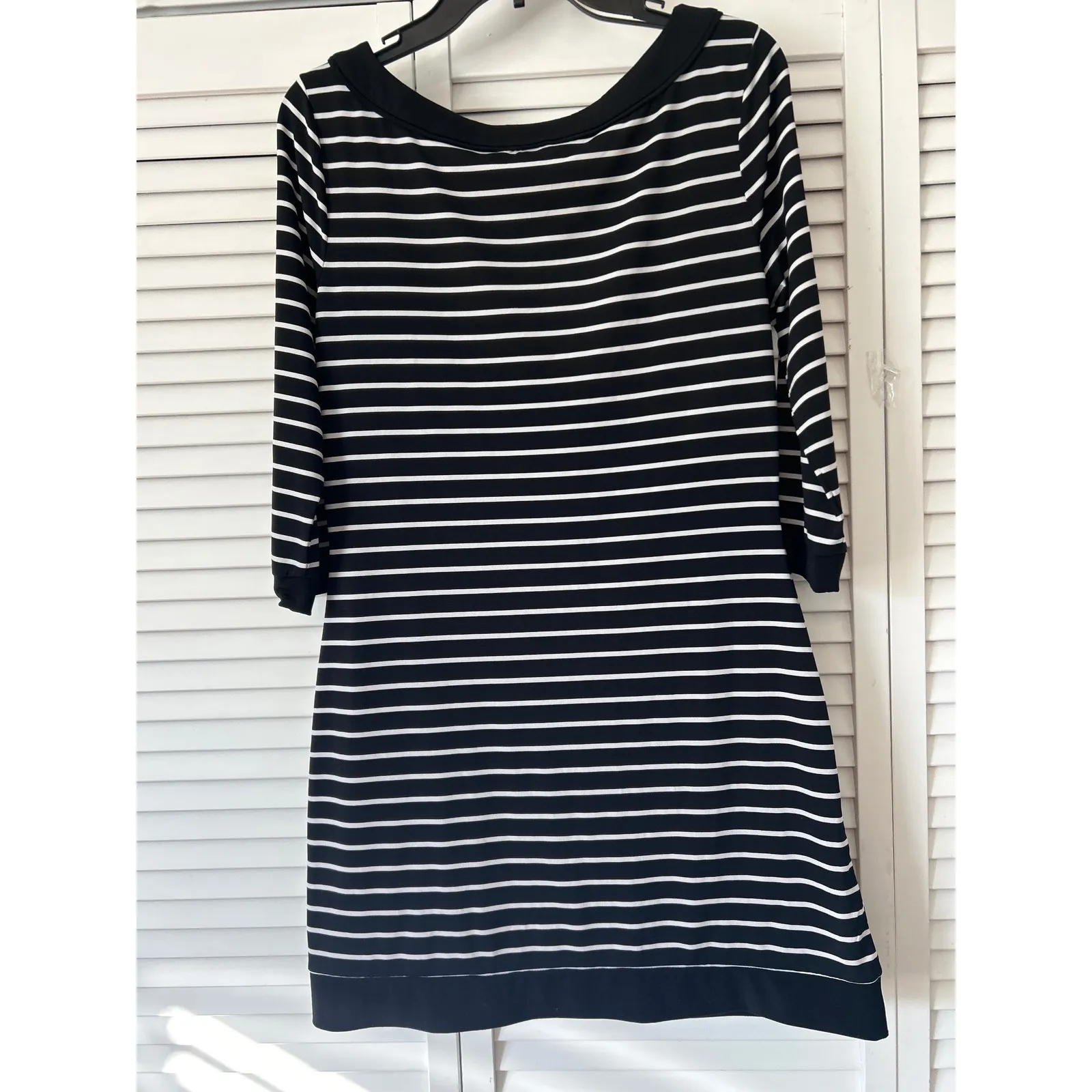 White House Black Market Striped 3/4 Sleeve Boat Neck Dress Size Medium - Image 4