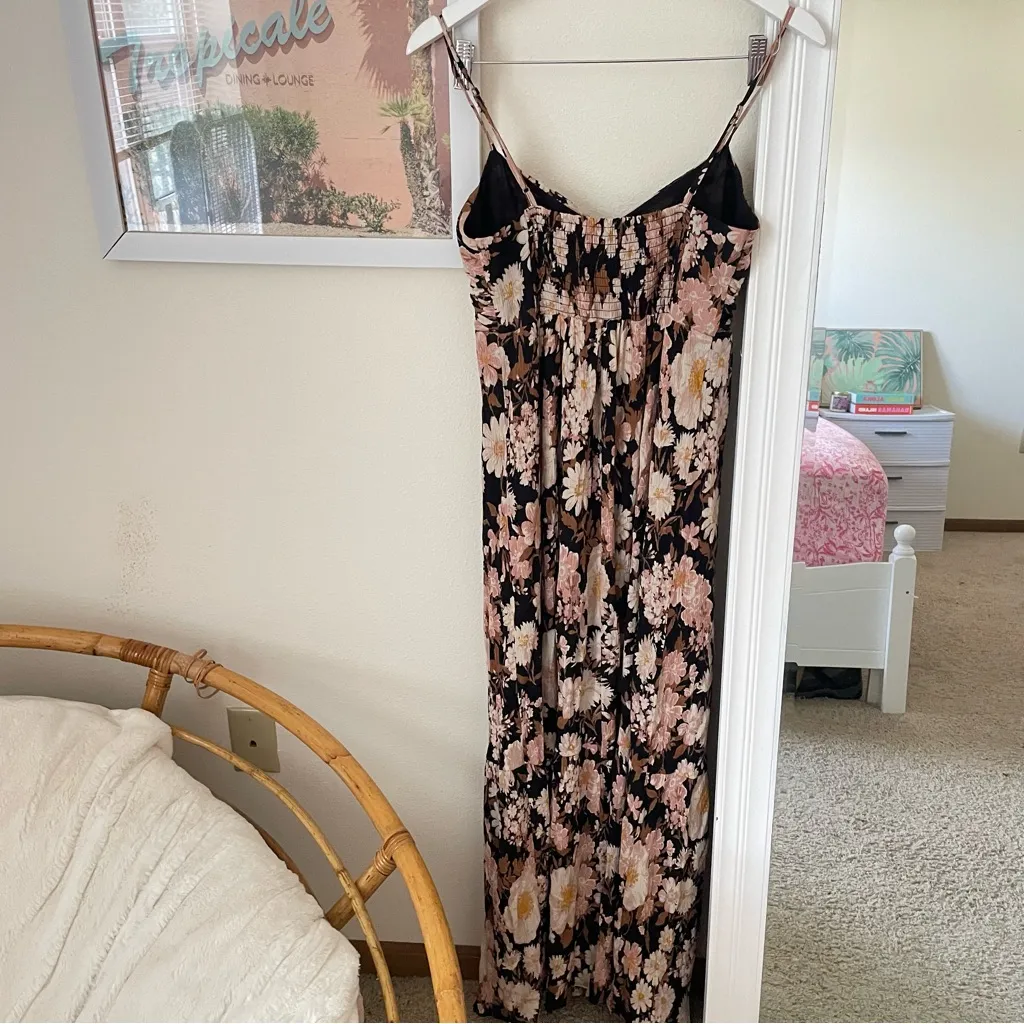 Abercrombie & Fitch Floral Crinkle Textured Ruched Maxi Dress MT - Image 5