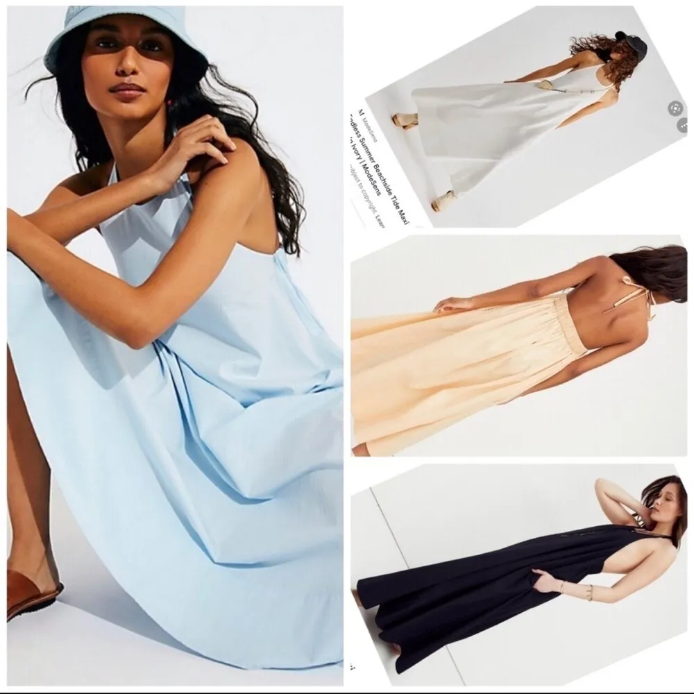 Free People Beachside Tide Maxi Dress Blue - Image 2