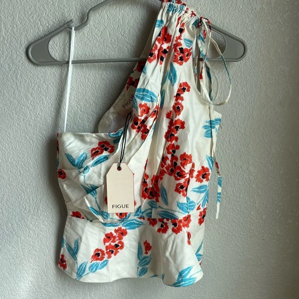 Figue Blythe Top Wispy Floral Cream NWT! Blue Size 4 - Image 5