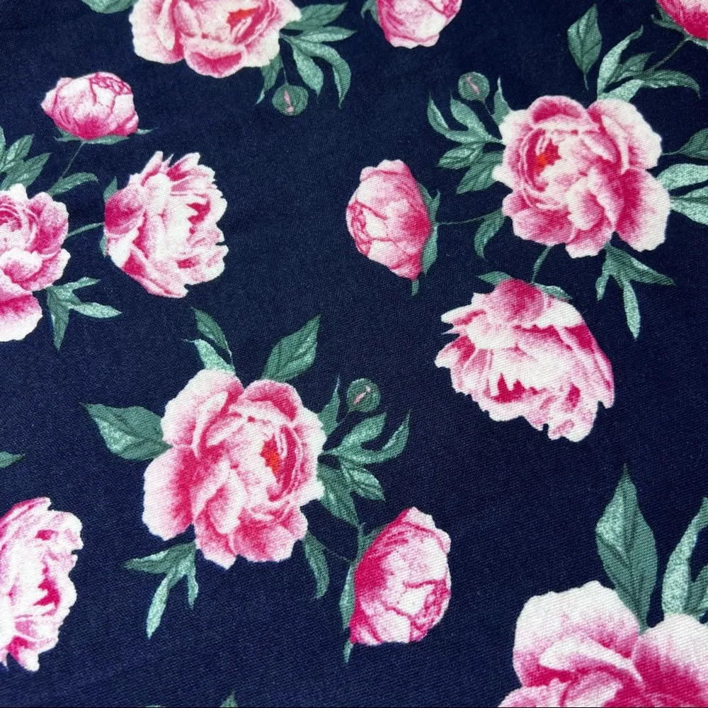 Karen Scott Sport Navy Blue Floral Print Short Sleeve Dress - Image 5