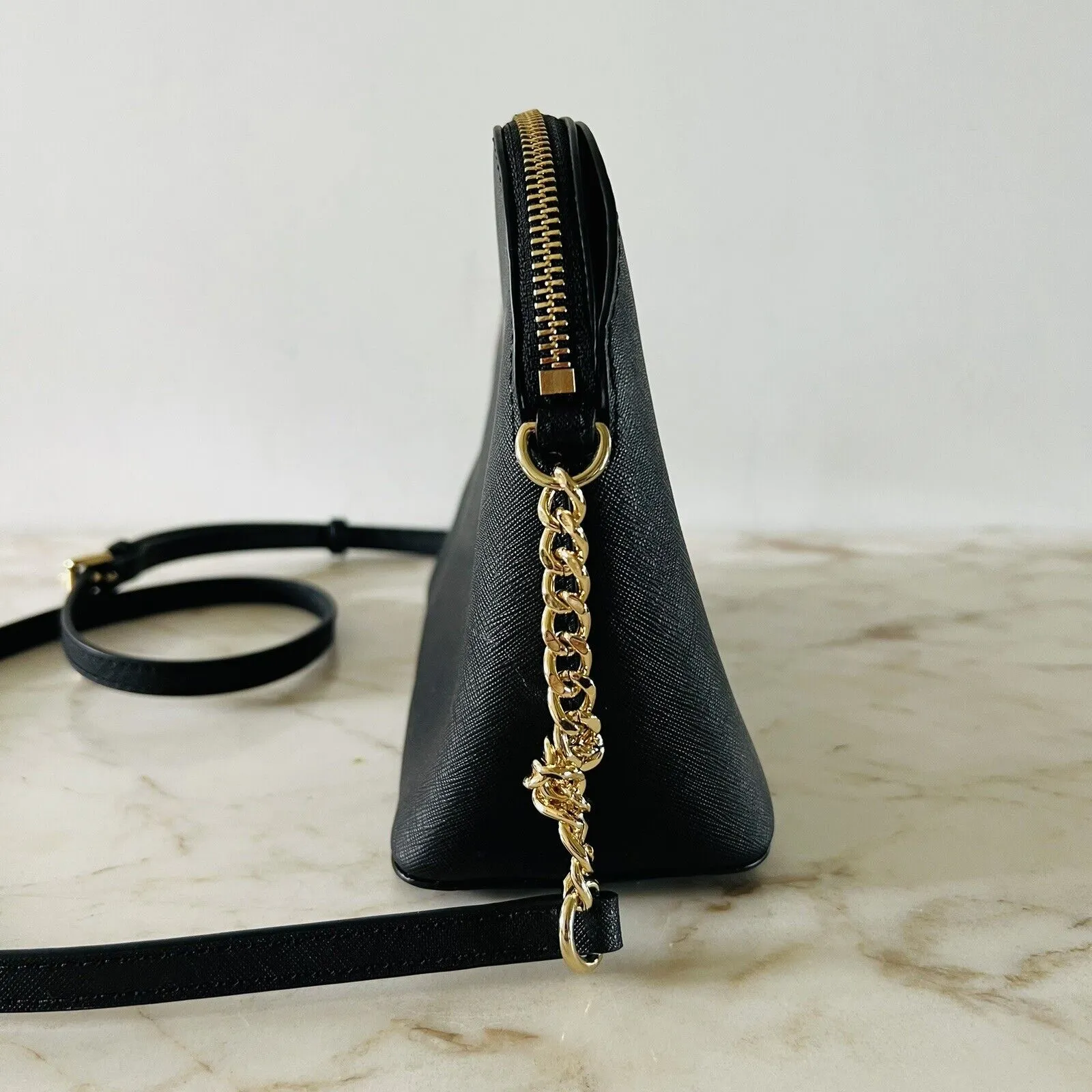 MICHAEL KORS Cindy Black Leather Dome Crossbody Bag - Image 4