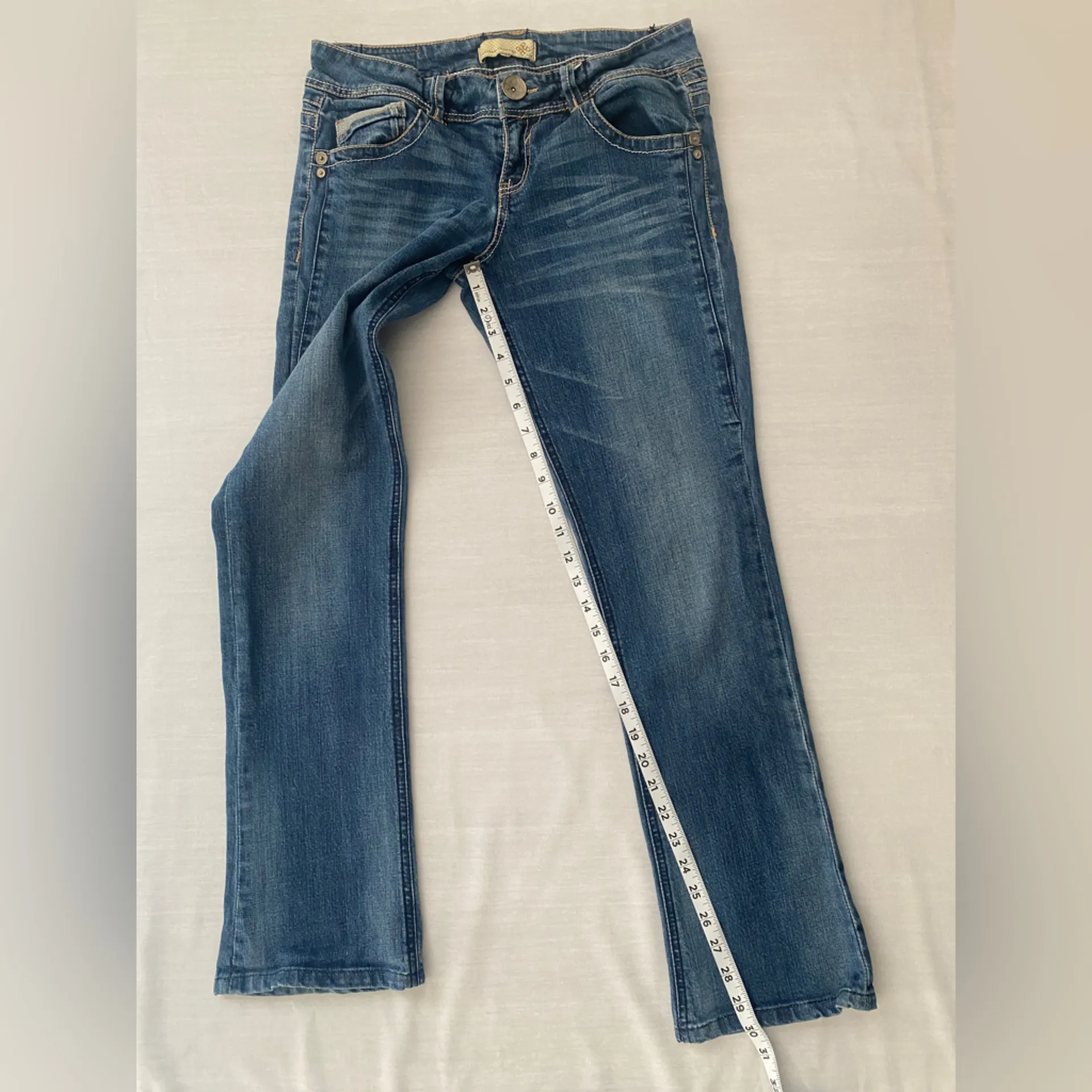 Artisan Crafted by jolt Low Rise Straight Back Pocket‎ Embroidered Jeans Size 9 Blue - Image 6