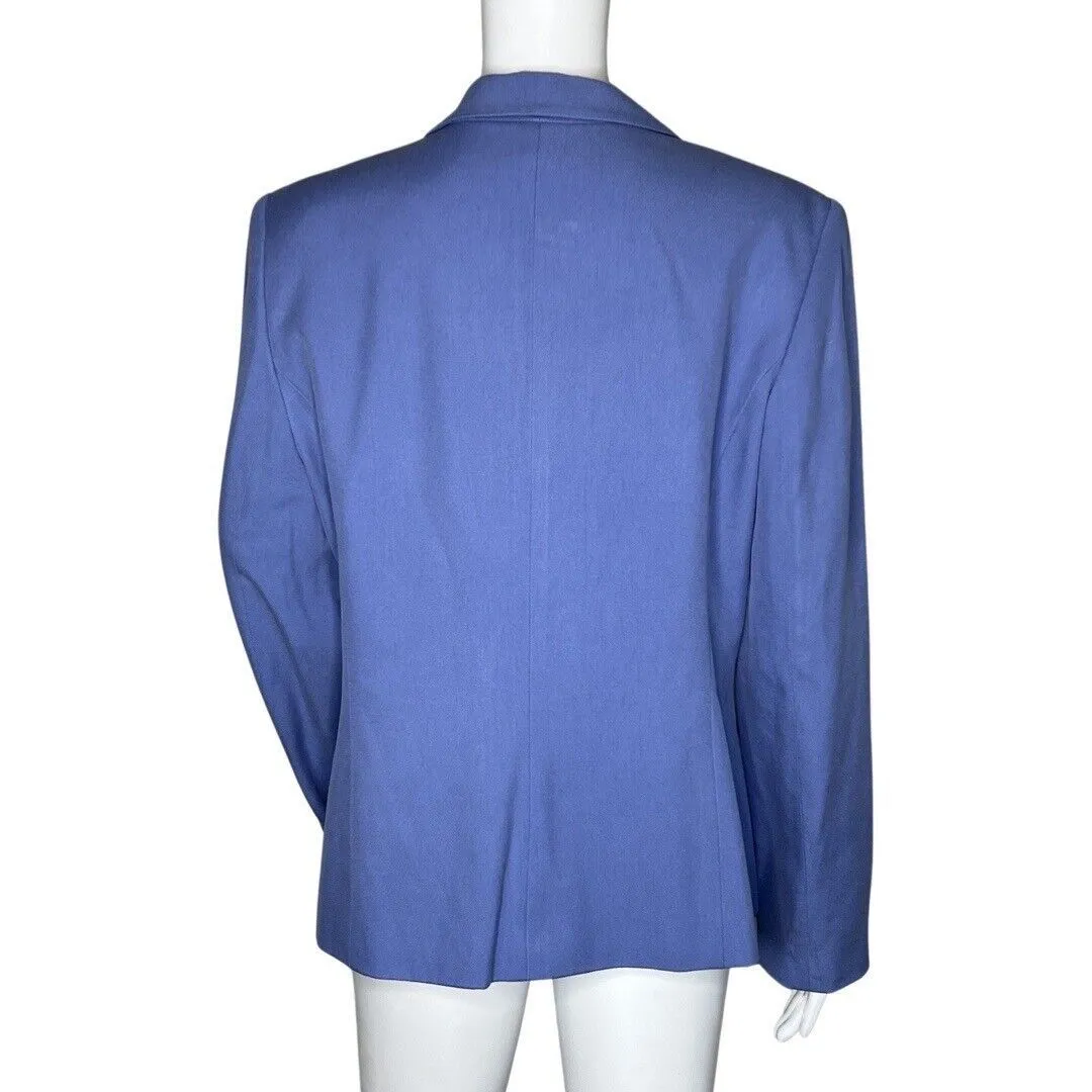 Valerie Stevens Blazer Women 10 Blue 3 Button Silk Office Casual Academia Preppy - Image 4
